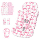Infant Car Seat Insert, Soft Baby Car Seat Head & Body Support for Girl Boy, Reversible Newborn Preemie Carseat Insert Cushion with 3 Straps Pads, Fits Car Seat, Stroller, Swing, Bouncer, Pink Bow by TinyTreasures Baby Boutique