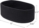 Shelf Storage Baskets for Organizing|Cute Basket for Closet&Blanket Storage|Small Woven Baskets to Store Toys,Books,etc.-13x8.66x5.11’’ Cotton Rope,Stylish,Oval 3 Packs Black by TinyTreasures Baby Boutique