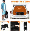 Collapsible Wagon with Table, Large Capacity Foldable Wagons Carts, Beach Wagon with Big Wheels, Heavy Duty Beach Car Utility Wagon for Outdoor Park, Shopping, Sports, Camping, Garden by GreenHaven Gardens