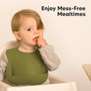 KeaBabies 2-Pack Silicone Baby Bibs for Eating - Sturdy Food-Grade Silicone Bibs for Babies Girl, Boy, Large Food Catcher, Clean & Put On Easily, Waterproof Toddler Feeding Essentials (Olives) by TinyTreasures Baby Boutique