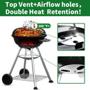 BEAU JARDIN Charcoal Grill 18 Inch for Outdoor Cooking BBQ Barbecue Coal Kettle Bowl Grill Portable Heavy Duty Round with Wheels Grilling for Tailgating Patio Backyard Camping Black BG4691 by GreenHaven Gardens