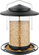 iBorn Metal Bird Feeders for Outdoors Hanging,Wild Bird Feeders for Cardinal,18cm Large Roof&Tray Black 6 Port (Seed is not Included) by CozyNest Decor