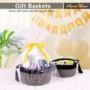 Decorative Small Gift Basket Empty – SweetMemo Cute Woven Rope Organizer Baskets for Desk, Bedside, Bathroom, Key, Round Boho Decor Cotton Bin with tassel, Gift Bag, Ribbon – Rustic Black Brown by CozyNest Decor