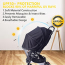 UPF50+ Sunshade Stroller Cover, Universal Breathable 3D Baby Mosquito Net, 2-in-1 Stroller Sun Shade with Two-Way Zipper, UV Protection, Privacy Netting for Stroller by TinyTreasures Baby Boutique
