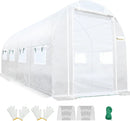 KING BIRD Premium 15x6.6x6.6FT Greenhouse for Outdoors, Large Walk-in Heavy Duty Galvanized Steel Frame, Mesh Door Screen Window Upgraded Zipper Tunnel Hoop for Garden Plant Winter, White by GreenHaven Gardens