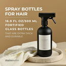 MaisoNovo Spray Bottle for Hair - 16.9 fl oz Black x 2 with 16 Labels by GreenHaven Gardens
