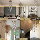 7 Light Raindrop Chandeliers, Brass Teardrop Cluster Pendant Lights Kitchen Island, Gold Dining Room Chandeliers Over Table Hanging Pendant Lighting for High Ceiling, Entryway Staircase by CozyNest Decor