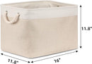 Bidtakay Beige Storage Basket Large Fabric Cloth Baskets [2-Pack] Tall Rectangular Shelf Baskets 16X11.8X11.8 in Canvas Collapsible Storage Bins with Handles for Organizing Living Room(White&Beige) by TinyTreasures Baby Boutique