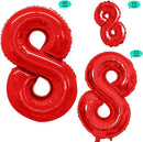 GOER 2 Pcs 42 Inch Red Foil Balloons Number 8,Huge Number Balloons for 8th 88th Birthday Party Supplies Anniversary Decorations by TinyTreasures Baby Boutique