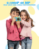 Kids Camera, 48MP 1080P Digital Camera for Kids with 3.5 Inch Big Screen, 10X Zoom, Selfie & Video, 32GB SD Card, 1200mAh Battery, Christmas Birthday Gifts for Boys Girls Ages 3-12 (Blue) by TinyTreasures Baby Boutique