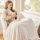 NEWCOSPLAY Super Soft Twin Blanket Ivory Premium Silky Flannel Fleece 3D Clouds Stylish Jacquard Lightweight Bed Blanket All Season Use 350GSM (Ivory, Twin(60"x80")) by CozyNest Decor