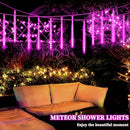 Christmas Purple Meteor Shower Rain Lights, 10 Tube 360 LED 12 Inch for Outdoor Halloween Falling String Raindrop Decor, Patio Garden Roof Eaves by GreenHaven Gardens