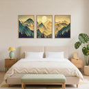 Celestdeco Mountains Forests Framed Canvas Wall Art Set, Abstract Sun Woodland Painting, Boho Scenery Sun Wall Decor, Natural Woodgrain Art Print for Living Room, Bedroom, Dining Room, Office - 16"x24"x3 by CozyNest Decor