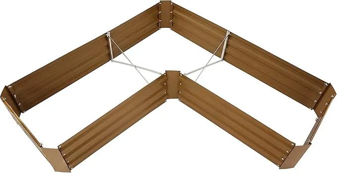 Sunnydaze 11.75" H Raised Metal Garden Bed - Galvanized Raised Garden Bed Outdoor for Vegetables and Flowers - Brown - L-Shaped, photo 9 of 9
