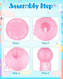 18 Pcs Jellyfish Paper Lanterns Mermaid Birthday Decorations Hanging Lantern Lamps for Ocean Theme Decor Under The Sea Party Supplies by GreenHaven Gardens