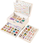 Earrings Jewelry Box for Girls, 5 Layers Jewelry Organizer with Earring Holder Organizer for Girls Earring Organizer Jewelry Boxes for Women Earrings and Necklaces Jewelry Box Organizer Beige by TinyTreasures Baby Boutique