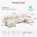 LINSY HOME Modular Sectional Sofa - 157'' Comfy Corduroy Cloud Sofa Oversized U Shaped Couch with Movable Ottoman, Soft Modern Sofa for Living Room Apartment, Beige by CozyNest Decor