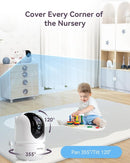 7" Split-Screen Baby Monitor with 2 1080P Cameras, 720P HD No WiFi Monitor with a Flexible Bracket, Video Baby Monitor with Camera and Audio, 2 Way Audio, Remote PTZ, Auto Night Vision by TinyTreasures Baby Boutique