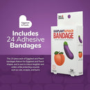 BioSwiss Bandages, Eggplant and Peach Shaped Adult Self Adhesive Bandage, Latex Free Sterile Wound Care, Funny First Aid Kit Supplies for Adults, 24 Count by TinyTreasures Baby Boutique