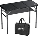 Folding Camping Table with Storage Net, 3ft Camping Table Aluminum Folding Table with 3 Adjustable Height Max 27.5 Inch Picnic Table Portable Table for Outdoor Backyard BBQ, Pure Black by GreenHaven Gardens