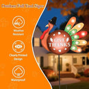 2 PCS Happy Fall Yard Signs Metal Thanksgiving Decorative Garden Stakes with Led Light Turkey Give Thanks Yard Stakes Fall Harvest Lawn Garden Lawn Pathway Decor by CozyNest Decor