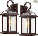 Bronze Outdoor Wall Lanterns Aluminum Anti-Rust Porch Lights 2-Pack, Exterior Light Fixtures IP65 Waterproof Clear Glass Brown Outdoor Sconces Lamps Wall Mount, Oil Rubbed Bronze by CozyNest Decor