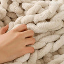 Esterra Chunky Knit Blanket Throw, 100% Handmade Chenille Throw Blanket 40"x50", Soft Thick Yarn Cable Knit Crochet Throw Blanket Rope Knot Throw for Couch Bed Sofa, Apricot White by CozyNest Decor