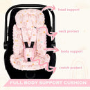 Infant Car Seat Insert and Strap Covers, Very Soft Car Seat Head Support Baby Girl Boy, Reversible Newborn Carseat Insert Cushion Fits for Stroller, Baby Swing, Bouncer (Pink Rainbow) by TinyTreasures Baby Boutique