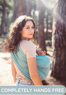 Baby Sling Carrier – Breathable 100% Cotton Wrap for Infant Support, Ring Sling Baby Carrier – Grey Turquoise Adjustable Muslin Fabric – Soft Chest Hold for Travel by TinyTreasures Baby Boutique