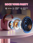 YLL Mini Karaoke Machine for Kids Adults: Portable Loud Speaker with 4 Wireless Microphones -Most Popular Birthday Party Gifts for Girls Boys 3, 4, 5, 6, 7, 8, 9, 10+ Year Old Toys (Pink-4 Mics) by TinyTreasures Baby Boutique