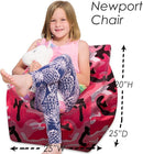 Posh Creations Structured Comfy Bean Bag Chair for Gaming, Reading and Watching TV, Newport Chair, Nylon - Camo Pink and Black by TinyTreasures Baby Boutique