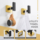 Angle Simple Bathroom Towel Hook 2 Pack, SUS 304 Stainless Steel Bath Robe Coat Holder Wall Mounted, Black & Gold by CozyNest Decor
