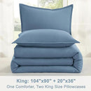 Litanika King Comforter Set Grayish Blue, 3 Pieces Lightweight Solid Bedding Comforter Set, All Season Fluffy Bed Set (104x90In Comforter & 2 Pillowcases)