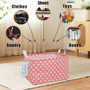 LANGYASHAN Rectangular Storage Bin Collapse Canvas Fabric Cartoon Storage Basket with Handles for Organizing Home Kitchen Boys and Girls Toys Office Closet Shelf Baskets (Rec pink heart) by TinyTreasures Baby Boutique
