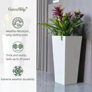 GreenShip 27" Tall Planters, Set of 2 – Black Outdoor Planter for Front Porch & Tall Plants, Weather-Resistant, with Drainage Hole & Rubber Plug (No Plants Included) (White-2pcs) by CozyNest Decor