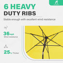 JEAREY 6.5x10 ft Rectangular Patio Umbrellas Outdoor Market Umbrella with Push Button Tilt and Crank, Rectangle Table Umbrella 6 Sturdy Ribs UV Protection for Pool Garden Backyard Deck, Yellow by GreenHaven Gardens