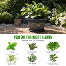 4 Pack 16 inch Plant Pots, Retro Pattern Planters with Drainage Holes and Saucer, Sturdy Plastic Garden Flower Pots for Indoor & Outdoor Plants by CozyNest Decor