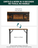 Frylr Small Folding Computer Desk – 35.8 Inch Portable Table for Craft and Study, Lightweight Desk for Small Spaces, Foldable Laptop Table Built-in AC/USB Outlets for Convenience, Rustic Brown by CozyNest Decor