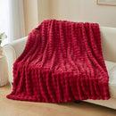 NEWCOSPLAY Faux Fur Throw Blanket Red Bubble Blanket Thick Warm Soft for Couch Sofa Bed 550GSM (Red, Throw(50"x60")) by CozyNest Decor