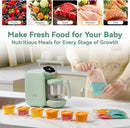 Baby Food Maker, 5 in 1 Baby Food Processor with Steaming Basket, Auto Cooking & Grinding, Touch Screen Control, Baby Steamer and Blender, Baby Food Puree Maker Warmer Mills Machine (Green) by TinyTreasures Baby Boutique