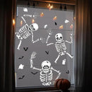 Halloween Window Skeleton Clings – 8 Sheets of Extra Large Cute and Scary Skeletons, Ghosts, and Bats for Home, School, Car Windows, Office, and Party Decor by CozyNest Decor