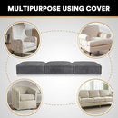 PrinceDeco Stretch Sofa Cushion Covers for Couches and Sofas,Soft Velvet Couch Seat Covers, Sofa Covers Washable, Seat Cushion Cover for 3 Couch Sofa Pet Friendly - Grey, Each Width Up to 29.5" by CozyNest Decor