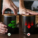 JOJUNO Black Ceramic Canister Set with Wooden Lid, 3-Piece Airtight Food Storage Jars for Kitchen Counter - Flour, Sugar, Coffee, Tea, Spice - Small, Medium, Large Sizes by CozyNest Decor