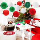 Red-Green White Party-Decorations Christmas Flowers Lanterns - 15PCS Italian Mexican Independence Day Paper Tissue Pom Poms Streamers,Mexico Italy Birthday Baby Shower Wedding Hanging Decor Hugfond by CozyNest Decor