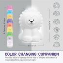 Lumipets Remote Control Silicone Night Light for Kids - Lion Design with 9 Soft Colors & Sleep Timer - Rechargeable, Battery-Operated Lamp for Bedroom | Baby Nursery, Toddler, Girls, Boys by TinyTreasures Baby Boutique
