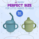Silicone Transition Sippy Cup for 6+ month old | Includes 1 Toddler straw cup & 1 Baby Sippy Cup with Handles 5 oz | Perfect for Baby Led Weaning (Sky/Mint, 5 oz) by TinyTreasures Baby Boutique