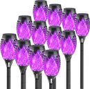 12-Pack Solar Lights Outdoor Waterproof,Halloween Decorations Solar Tiki Torches with Flickering Flame (Upgraded Super Bright),Halloween Solar Lights for Outside Patio Yard Porch Garden Decor （Purple） by GreenHaven Gardens