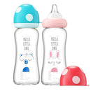 YOHKOH Natural Glass Baby Bottle with Natural Response Nipple, Newborn Anti-Colic Baby Bottles, Wide Neck Mushroom Cap Baby Bottle, Clear (8.8ounce (Pack of 2), Multicolour1) by TinyTreasures Baby Boutique