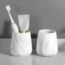 2Pcs Toothbrush Holder for Bathroom - Marble White Ceramic Tooth Brushing Holders Set, Toothbrush Cup & Toothpaste Organizer for Bathroom Countertop, Makeup Brush Holder, Pen Holder for Home Storage by CozyNest Decor