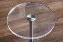 Clear Acrylic End Table,Side Table,Brushed Silver Metal,Round,for Office, Living Room and Bedroom,Easy Assembly,12x12 inch，21.3 inch high by CozyNest Decor